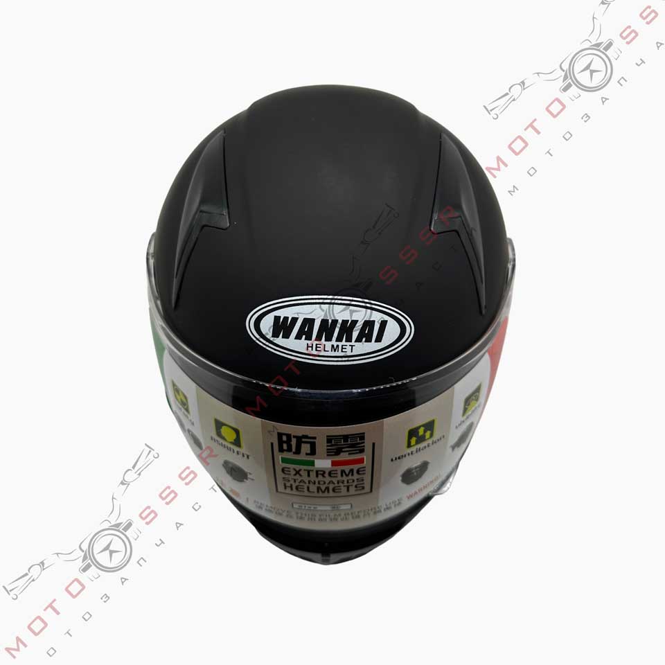 Мотошлем Wankai Helmet (WK-805) черный, матовый (интеграл, с воротником ...