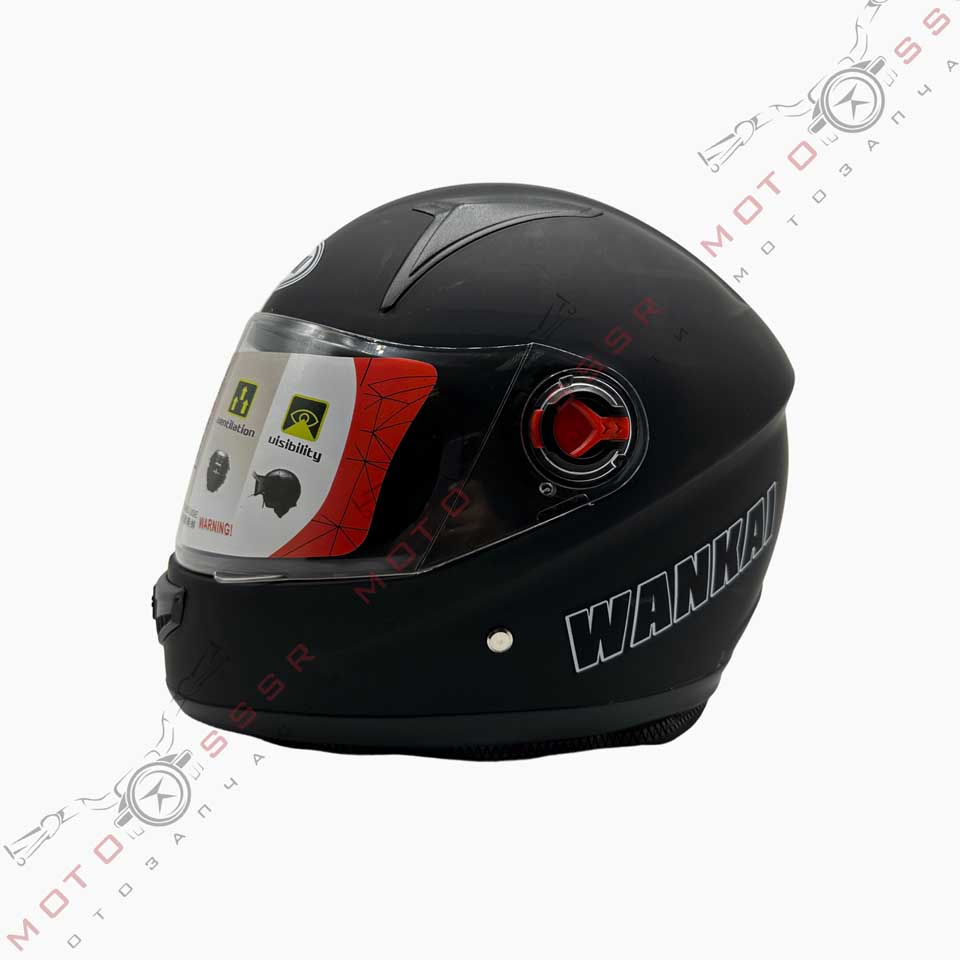 Мотошлем Wankai Helmet (WK-805) черный, матовый (интеграл, с воротником ...